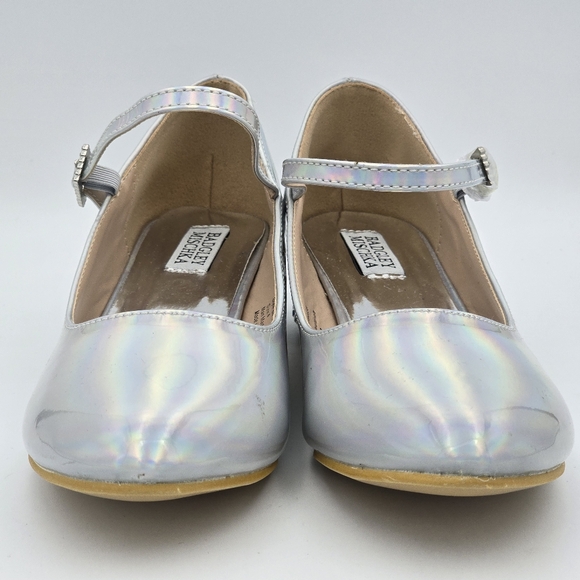 Badgley Mischka Girls Holographic Mary Jane Dress Heels, Siver, Big Grils 4 - Picture 5 of 16
